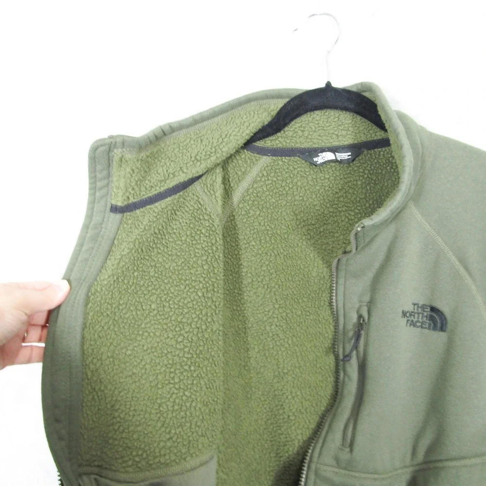 The North Face Full Zip Fleece Jacket Mens Large Olive Green Sherpa Lined